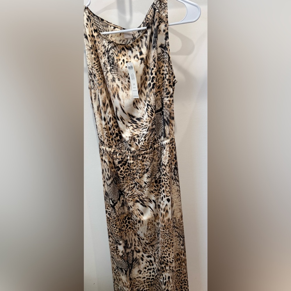 Chico's Mixed Animal Print Slip Dress in Beige and Black